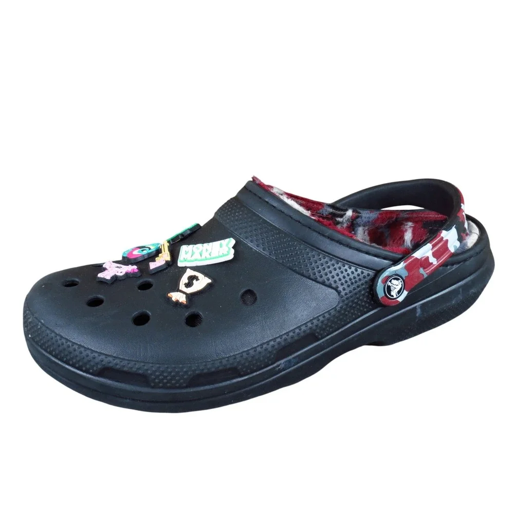 Crocs Classic Lined Camo Clogs Mens Shoe Size 13 Comfort Indoor Outdoor Black